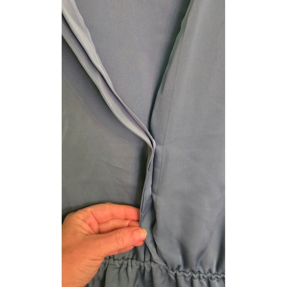 Babaton Lexington Dress Small Blue Long Sleeve Satin Shirt Dress Small NWT $ 139 - Picture 5 of 10